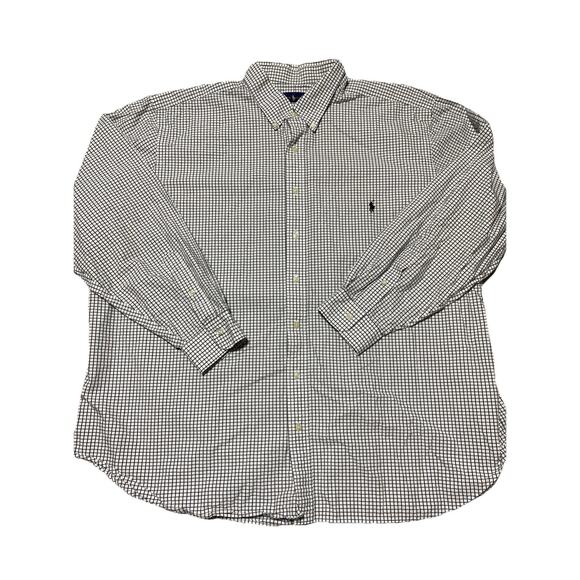 Ralph Lauren Shirt Mens XXXB Grey Check Classic Big School Business 3XB - Picture 1 of 8